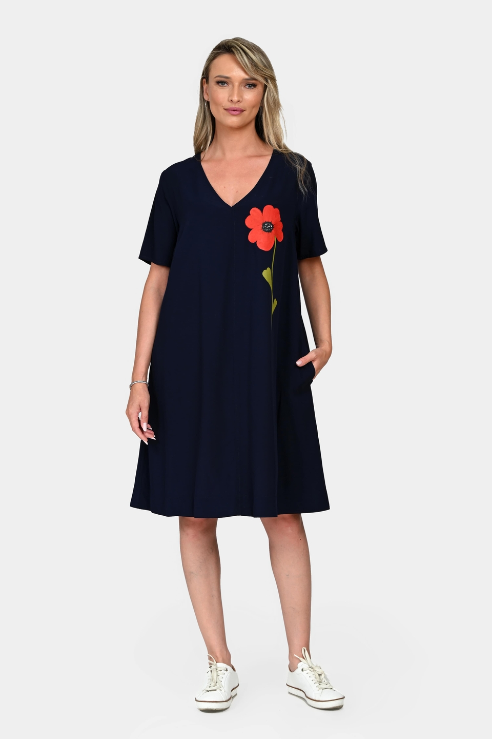 Rochie Dama, Eranthe, V-Neckline V342, cu Pictura Realizata Manual - 3 | YEO